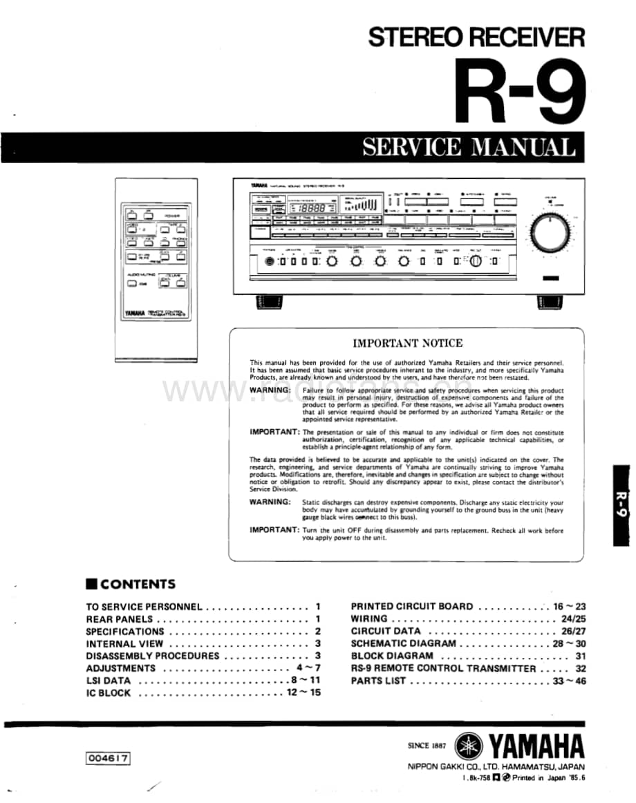 Yamaha-R-9-Service-Manual电路原理图.pdf_第1页
