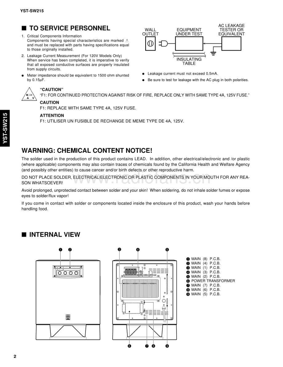Yamaha-YSTSW-215-Service-Manual (1)电路原理图.pdf_第2页