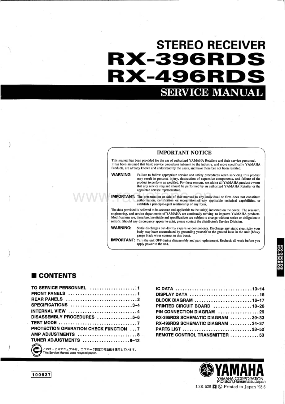 Yamaha-RX-396-RDS-Service-Manual电路原理图.pdf_第1页
