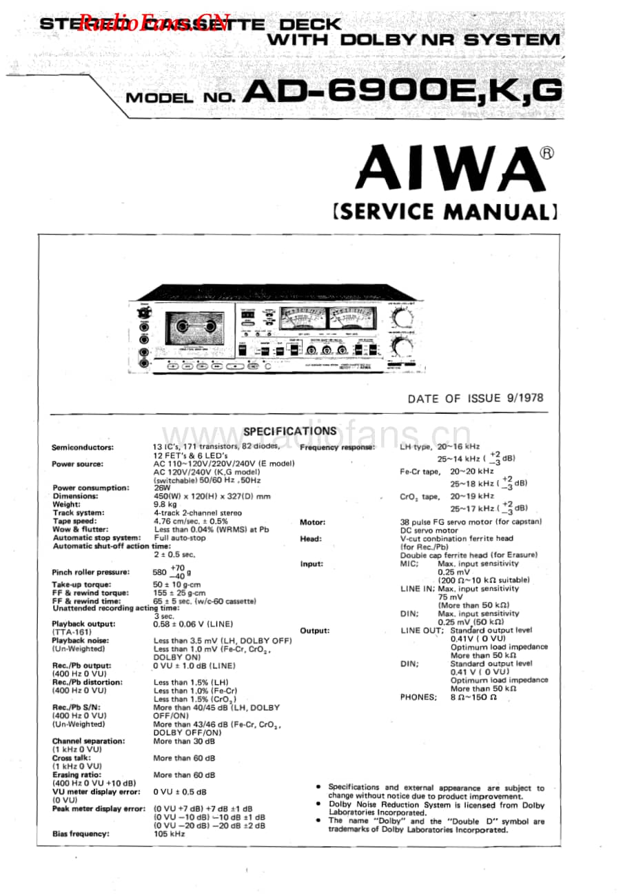 Aiwa-AD6900E-tape-sm维修电路图 手册.pdf_第1页