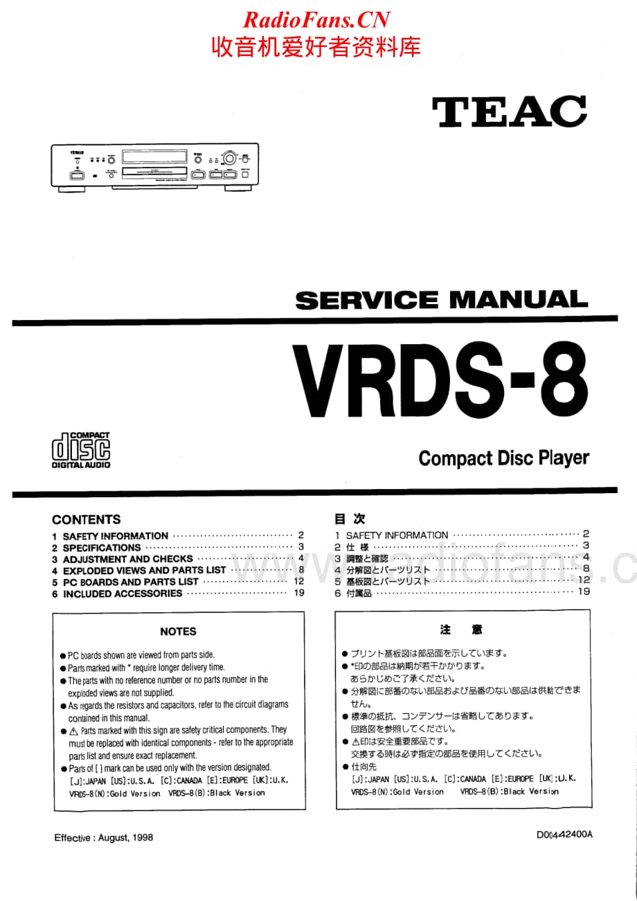Teac-VR-DS8-Service-Manual电路原理图.pdf_第1页