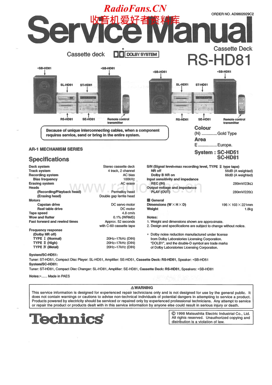 Technics-RSHD-81-Service-Manual电路原理图.pdf_第1页