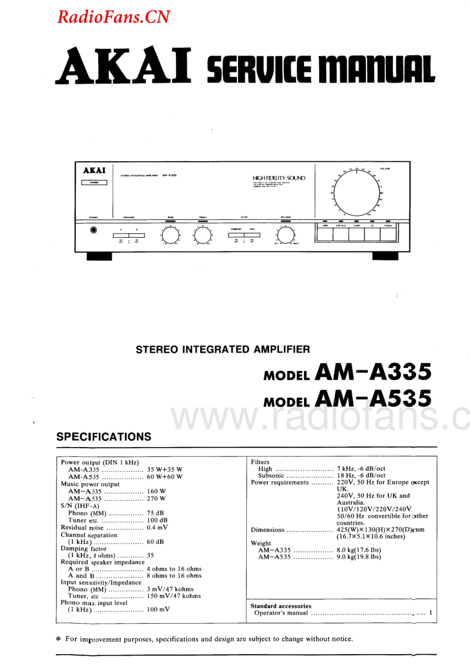 Akai-AMA335-int-sm维修电路图 手册.pdf_第1页