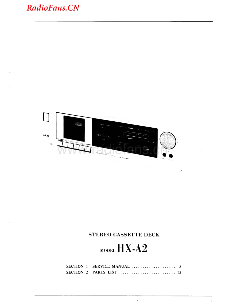 Akai-HXA2-tape-sm维修电路图 手册.pdf_第1页