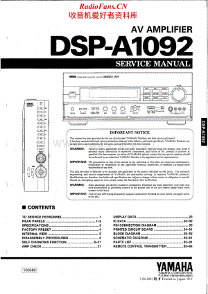 Yamaha-DSPA-1092-Service-Manual电路原理图.pdf