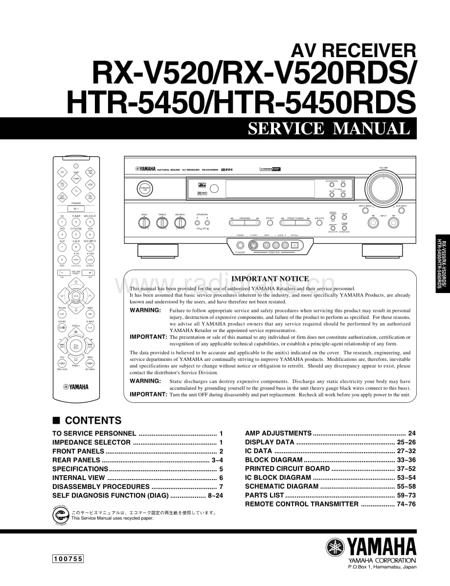Yamaha-RXV-520-Service-Manual电路原理图.pdf_第1页