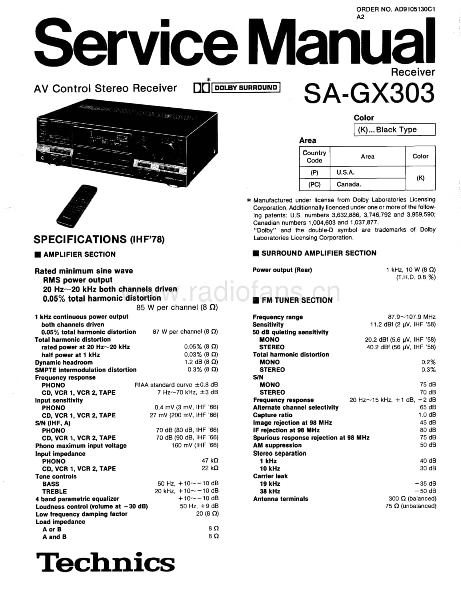 Technics-SAGX-303-Service-Manual电路原理图.pdf_第1页