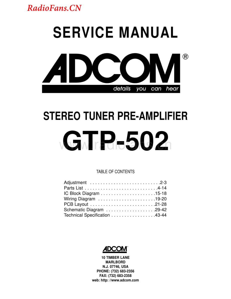 Adcom-GTP502-pre-sm维修电路图 手册.pdf_第1页