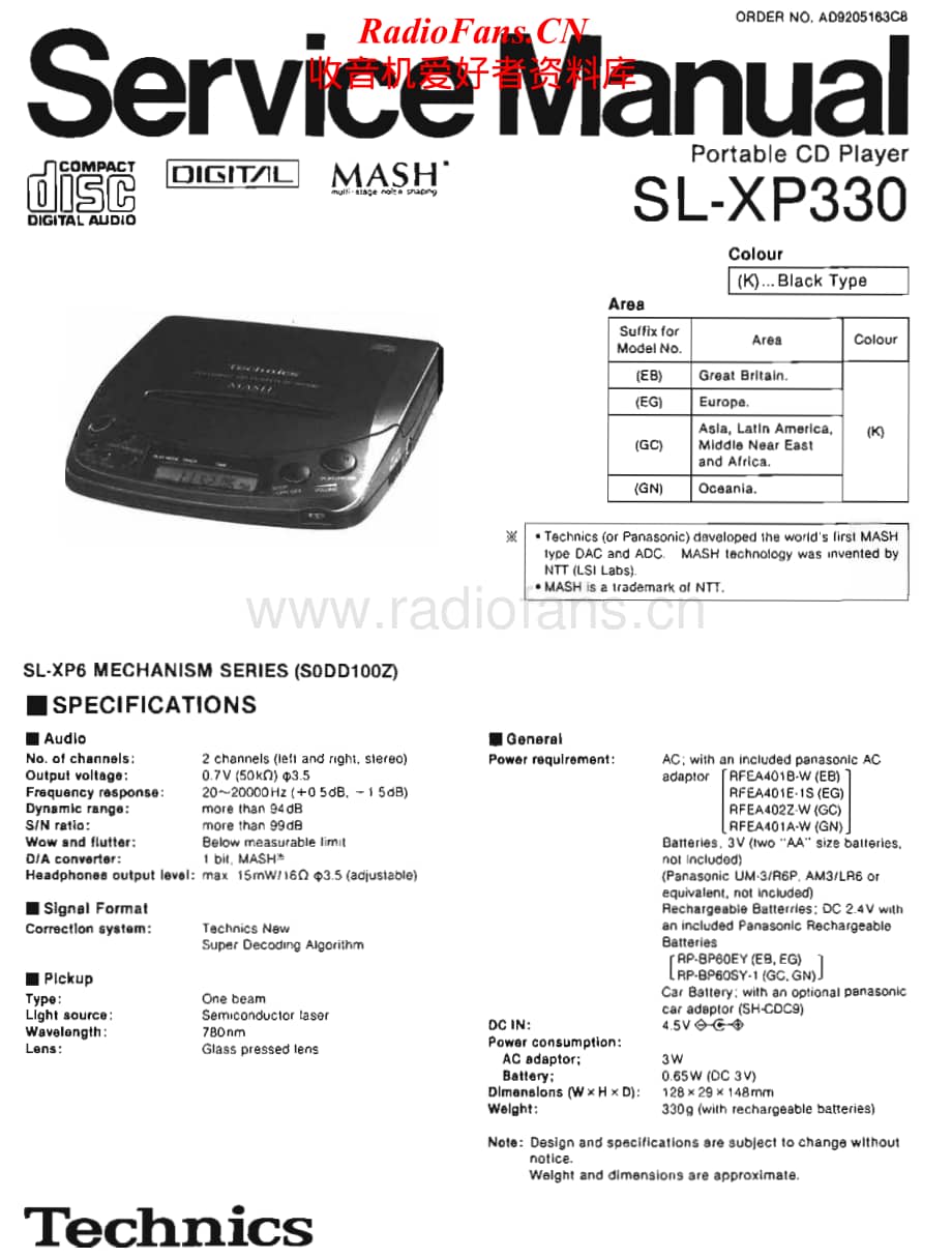 Technics-SLXP-330-Servive-Manual电路原理图.pdf_第1页