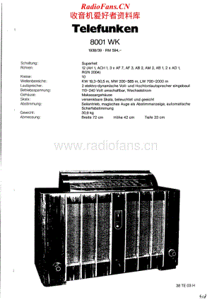 Telefunken-8001-WK-Schematic电路原理图.pdf