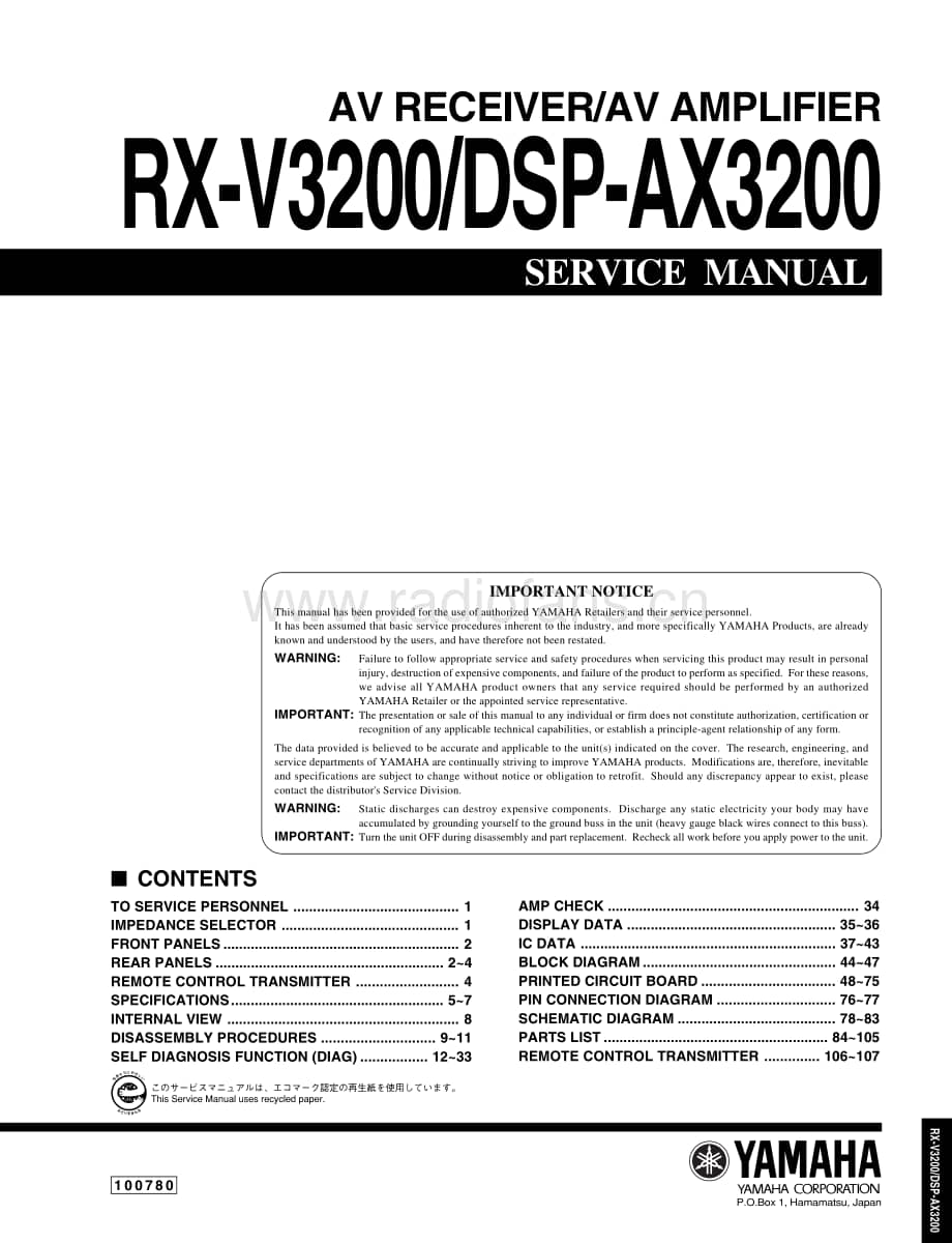 Yamaha-RXV-3200-Service-Manual电路原理图.pdf_第1页