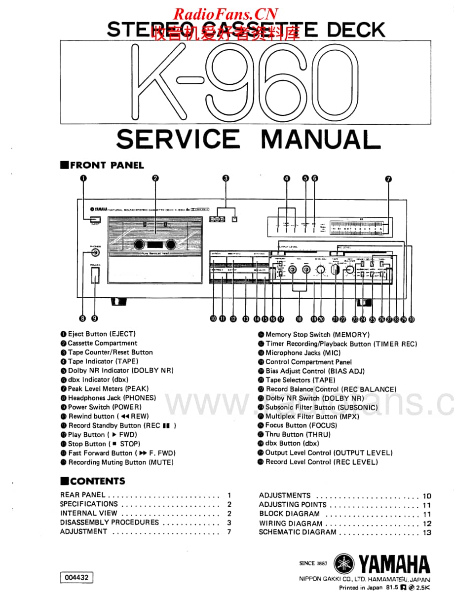 Yamaha-K-960-Service-Manual电路原理图.pdf_第1页