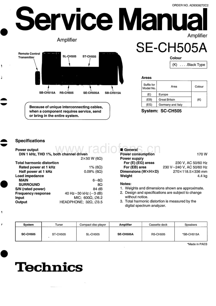 Technics-SECH-505-A-Service-Manual电路原理图.pdf_第1页