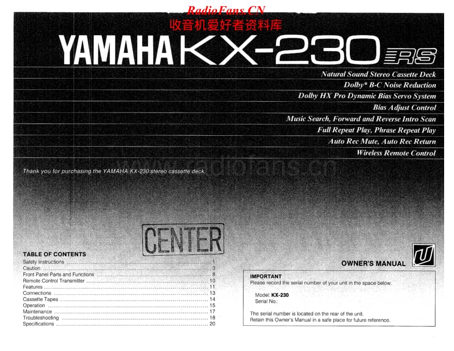 Yamaha-KX-230-Owners-Manual电路原理图.pdf_第1页