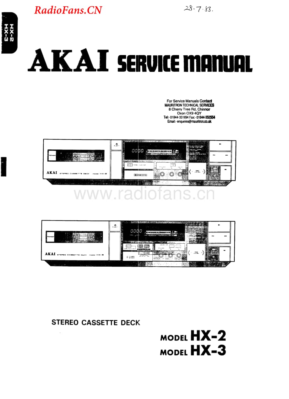 Akai-HX2-tape-sm维修电路图 手册.pdf_第1页