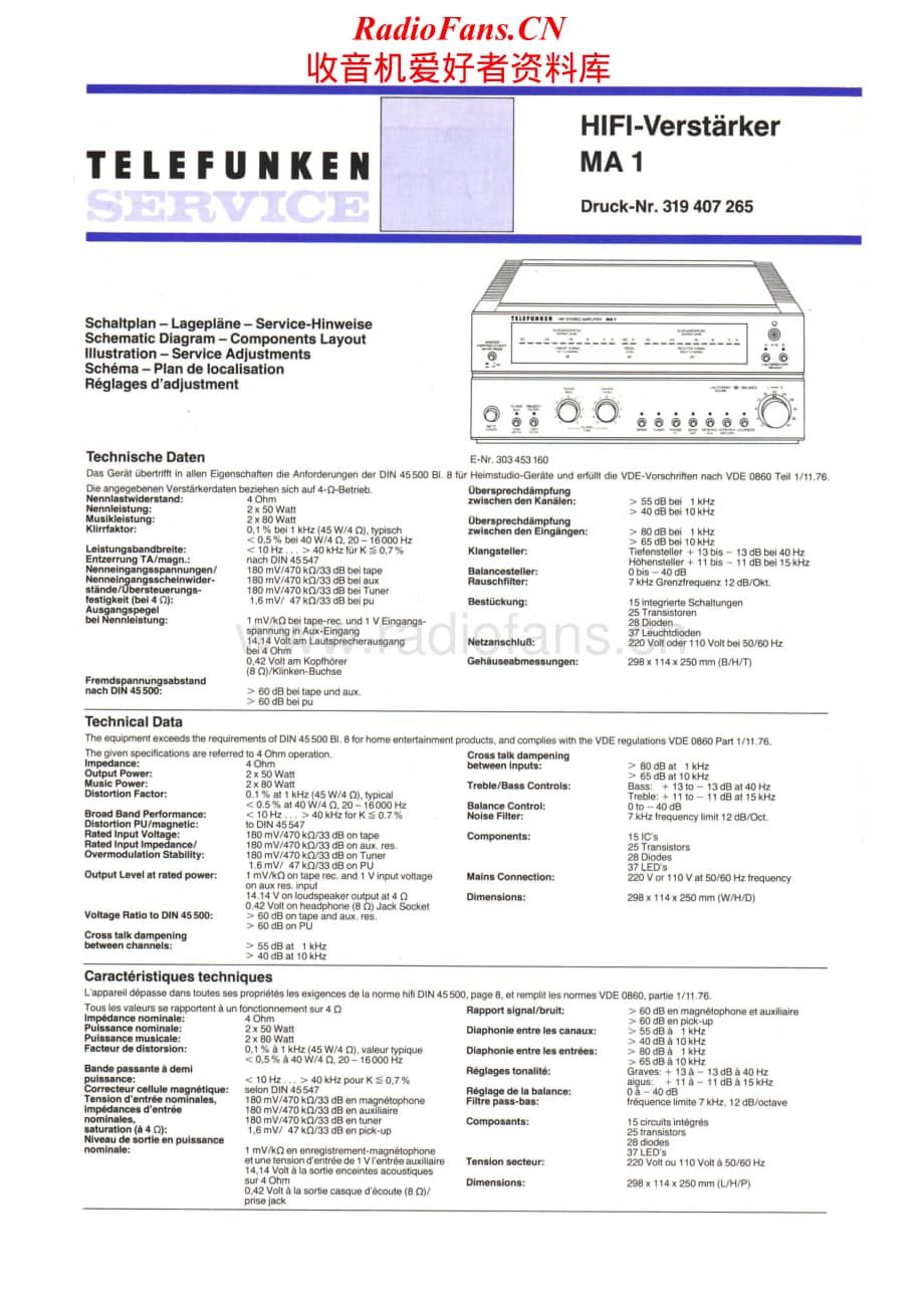Telefunken-MA-1-Service-Manual电路原理图.pdf_第1页