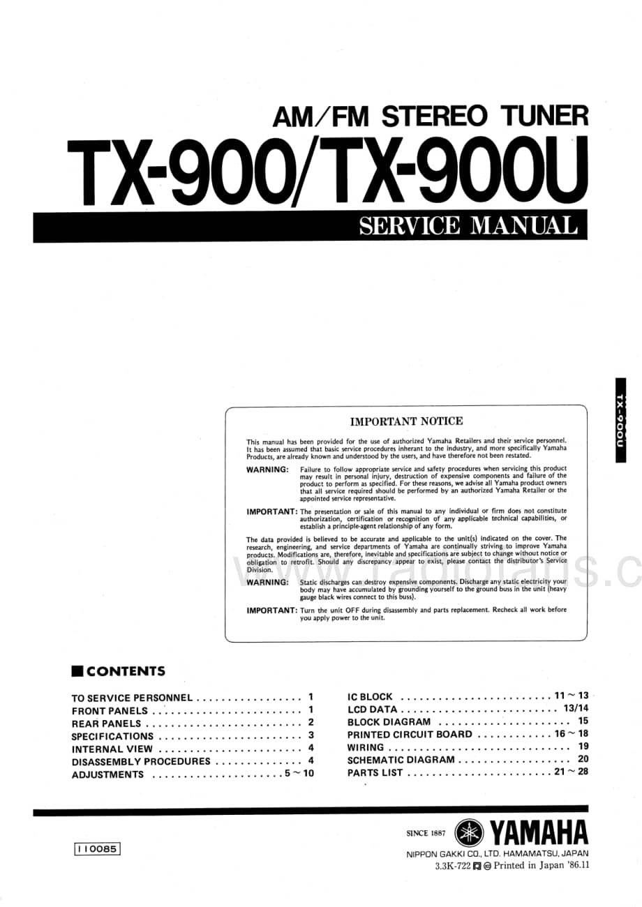 Yamaha-TX-900-U-Service-Manual电路原理图.pdf_第1页