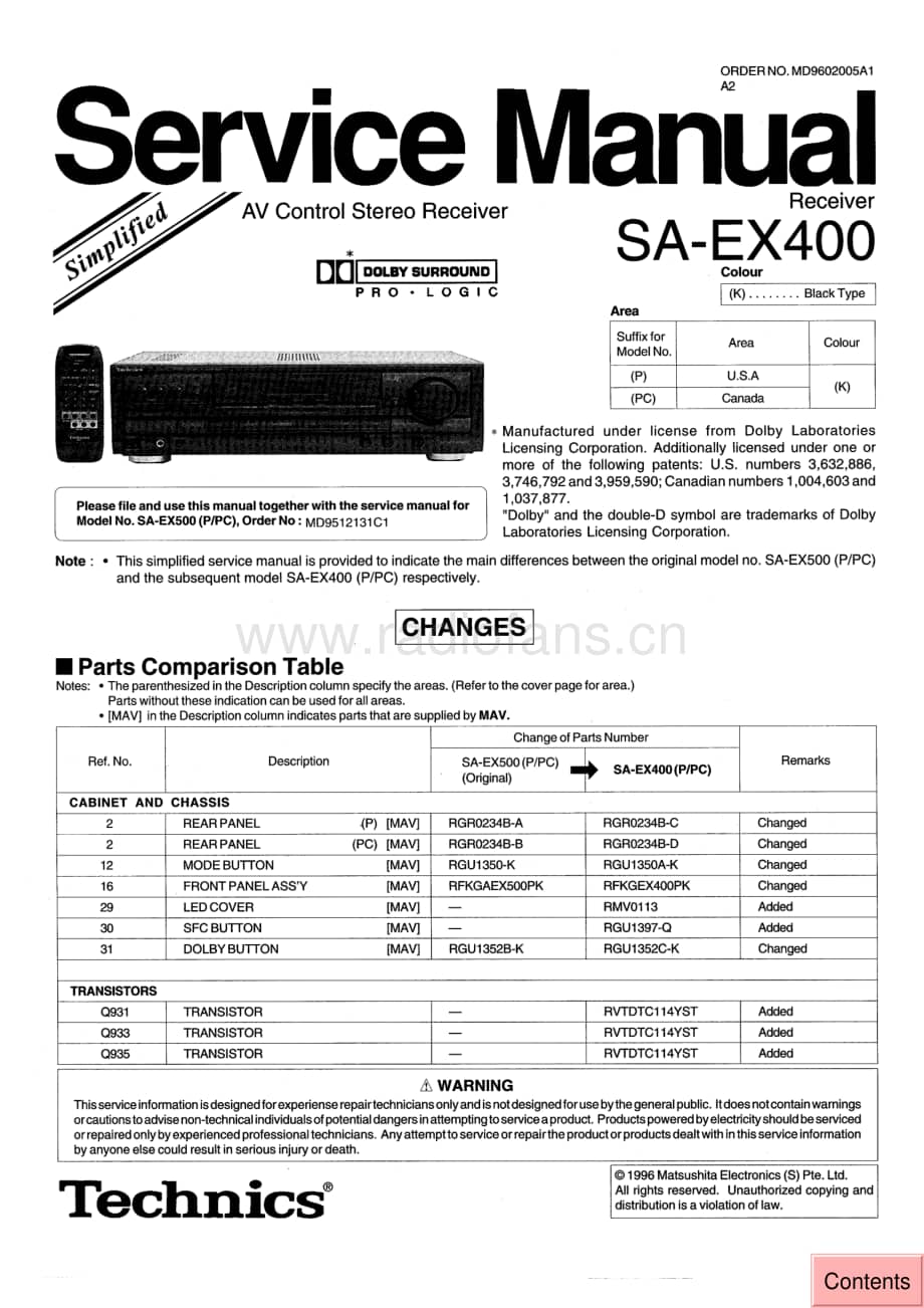 Technics-SAEX-400-Service-Manual电路原理图.pdf_第1页