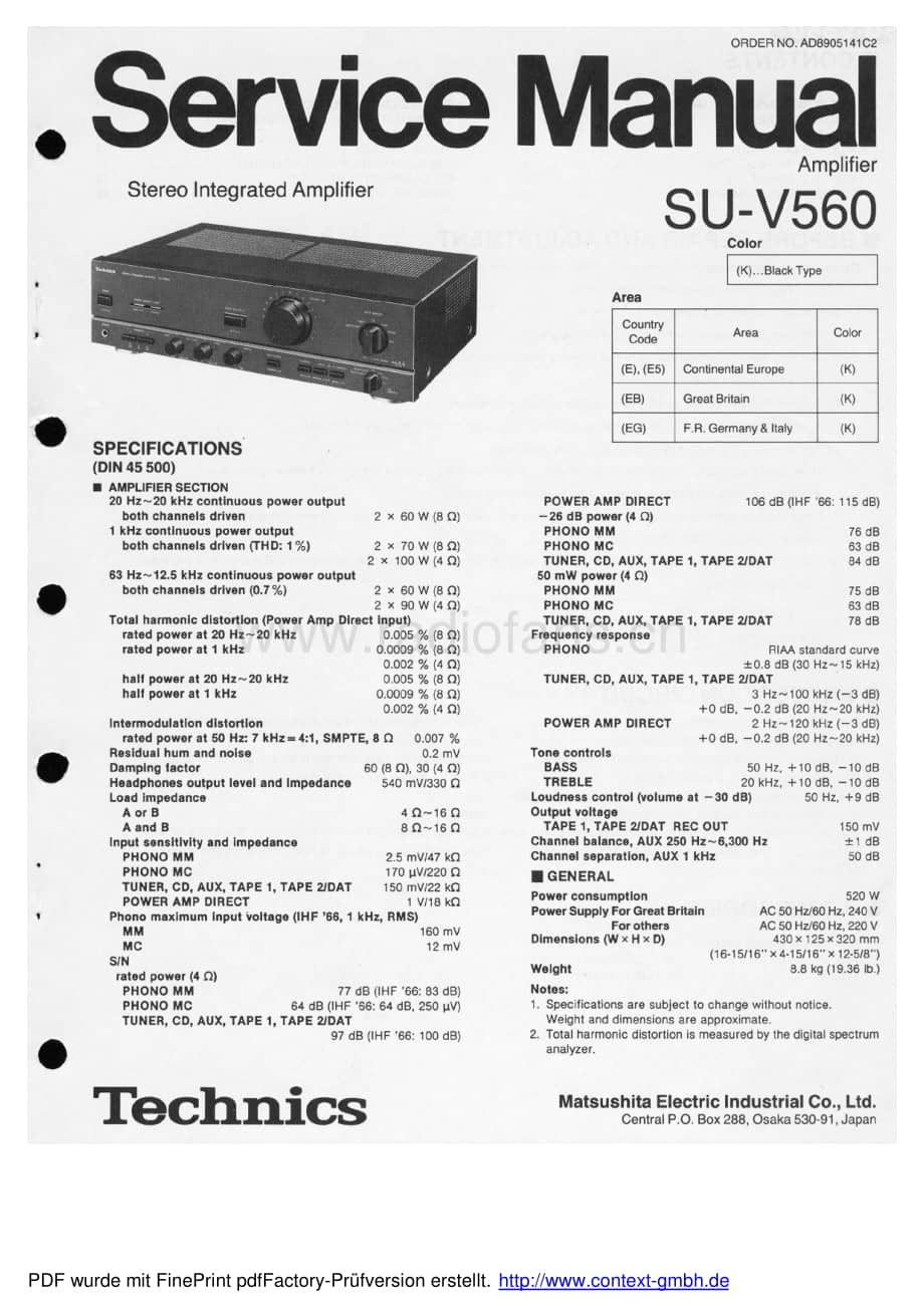Technics-SUV-560-Service-Manual电路原理图.pdf_第1页