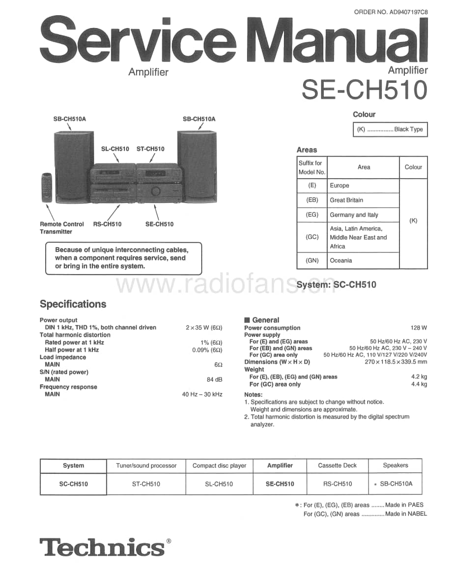 Technics-SECH-510-Service-Manual电路原理图.pdf_第1页
