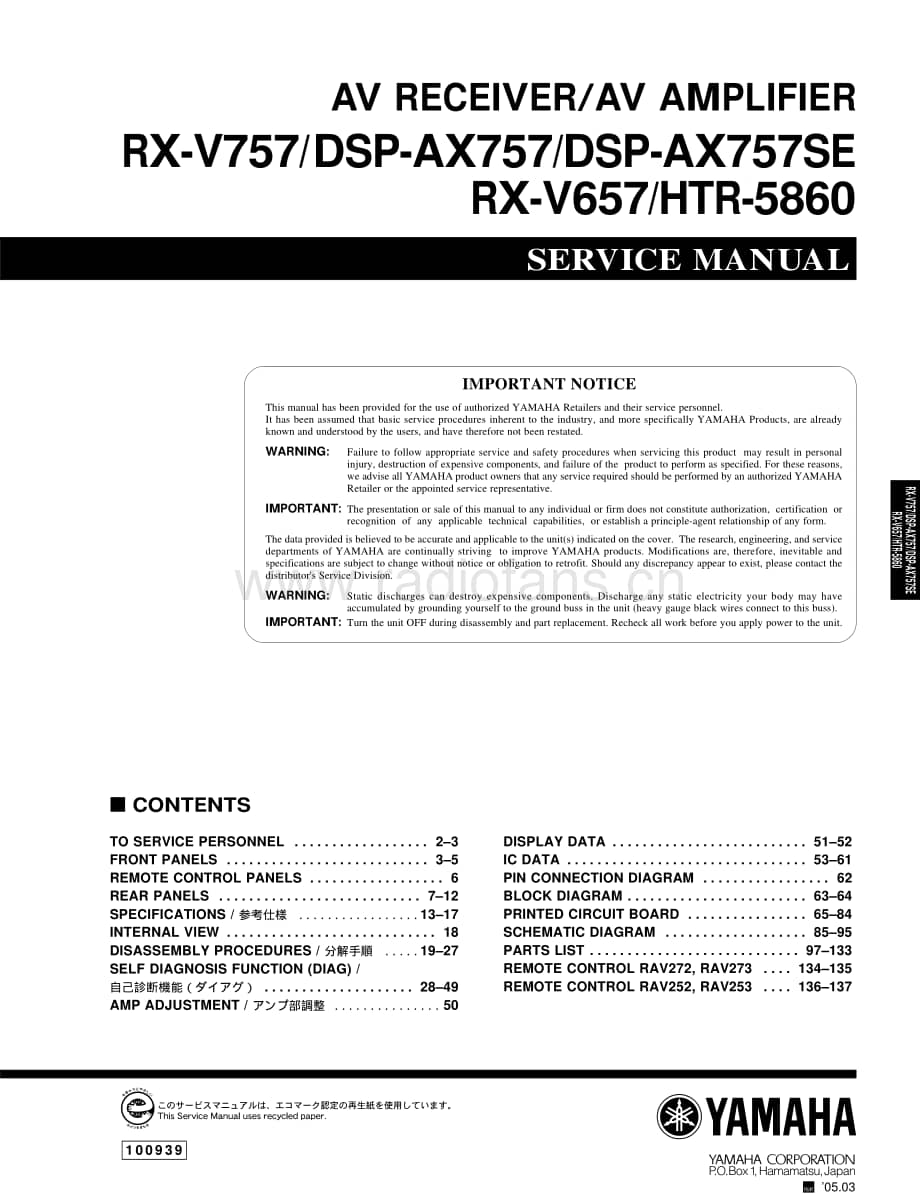 Yamaha-RXV-757-Service-Manual-2电路原理图.pdf_第1页