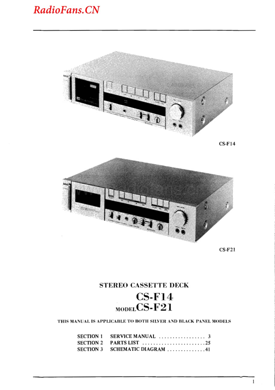 Akai-CSF14-tape-sm维修电路图 手册.pdf_第1页