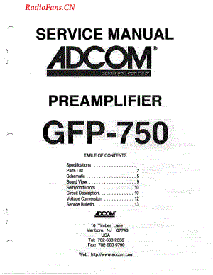 Adcom-GFP750-pre-sm维修电路图 手册.pdf