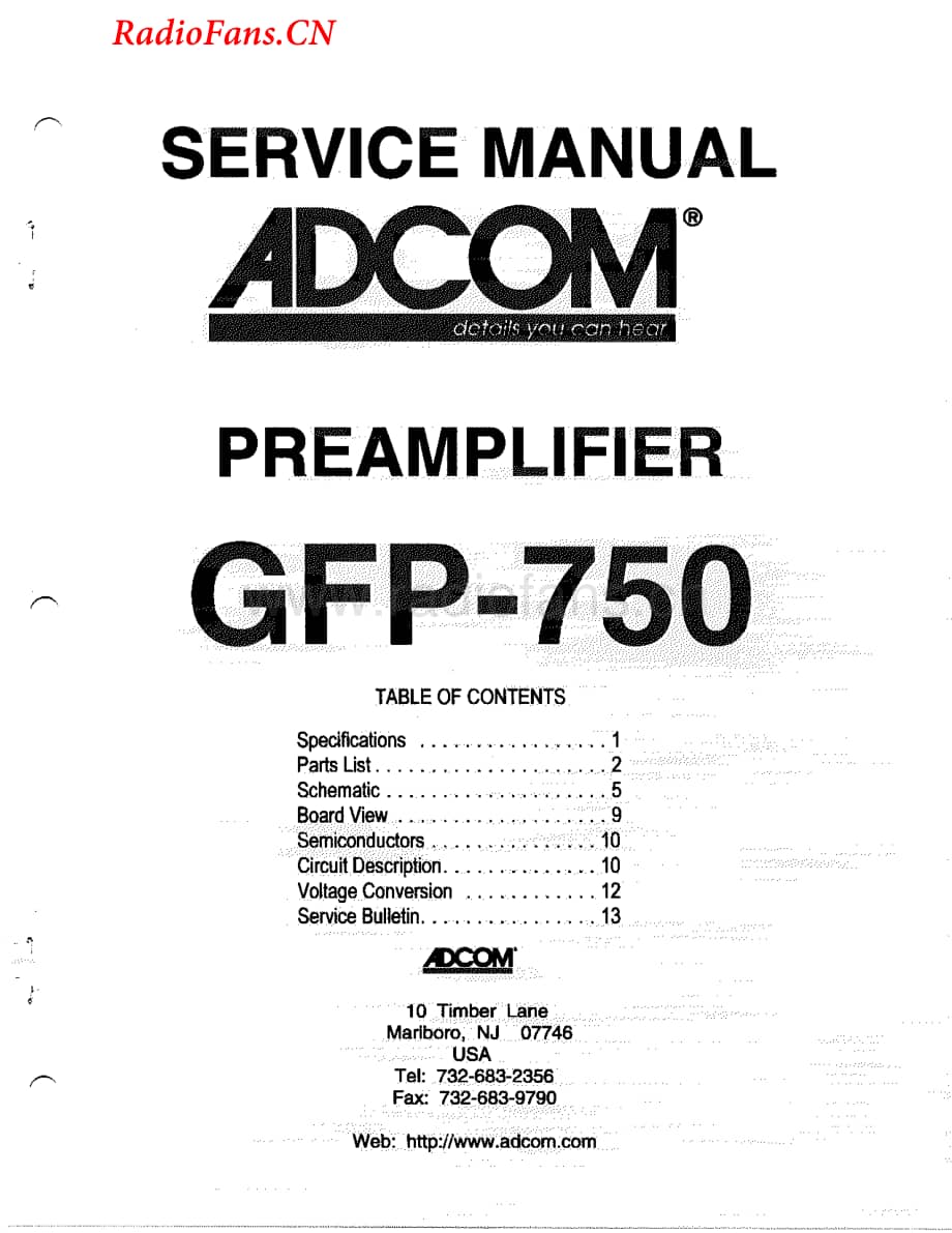 Adcom-GFP750-pre-sm维修电路图 手册.pdf_第1页