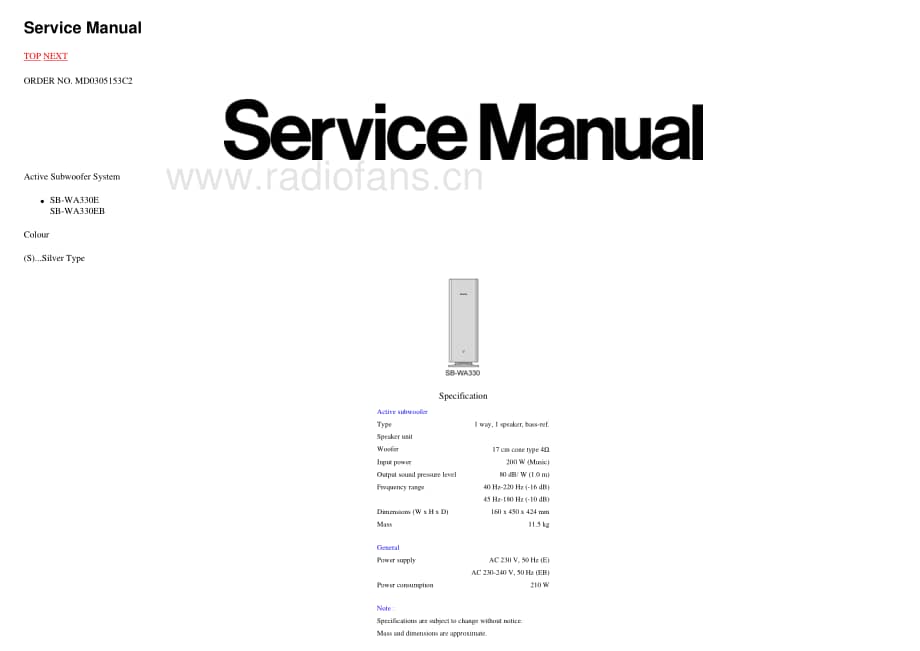 Technics-SBWA-330-E-Service-Manual电路原理图.pdf_第3页
