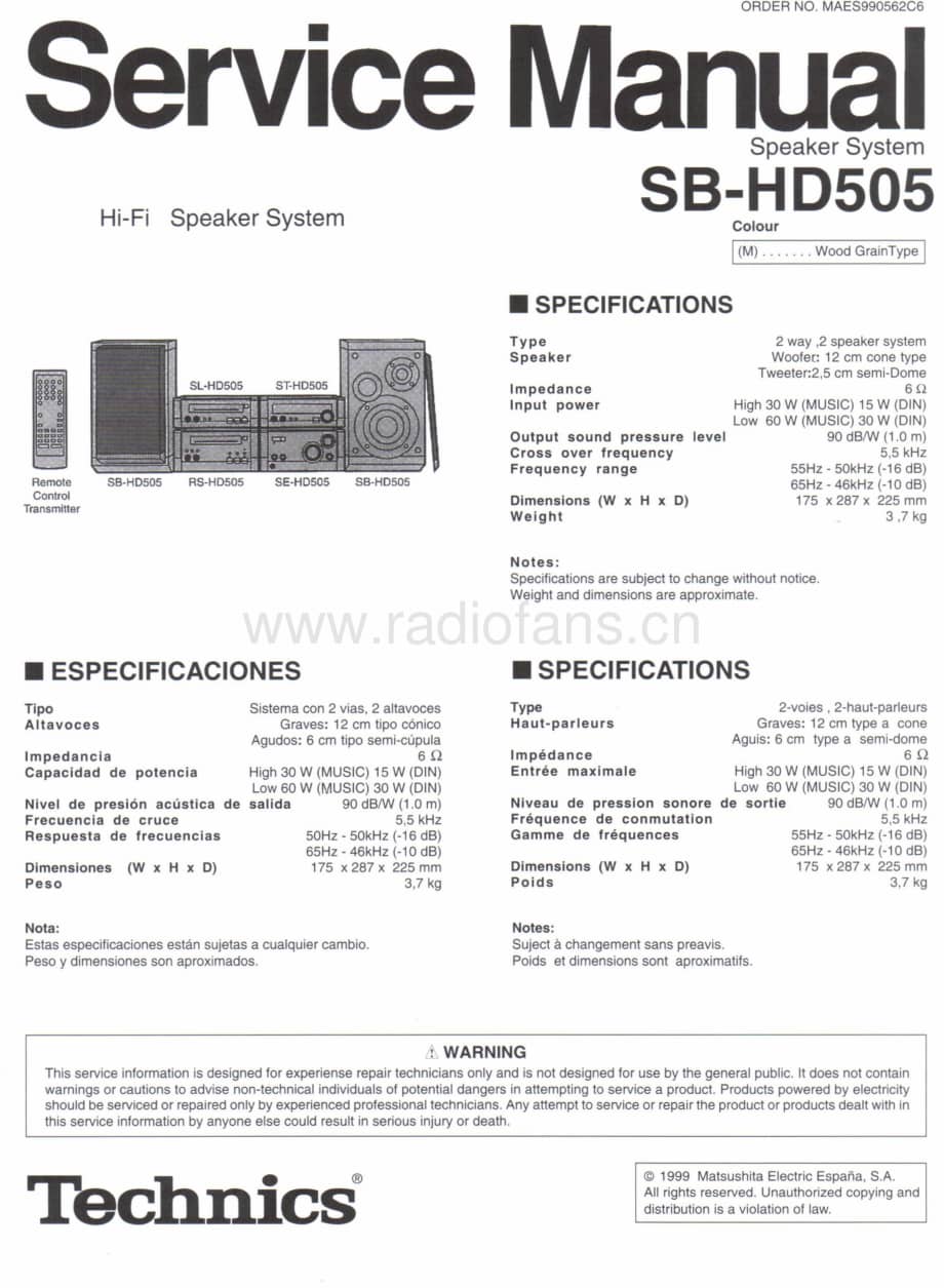 Technics-SBHD-505-Service-Manual电路原理图.pdf_第1页