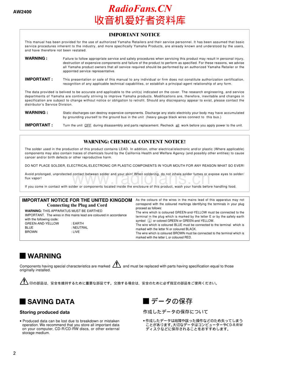 Yamaha-AW-2400-Service-Manual电路原理图.pdf_第2页