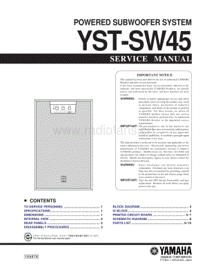 Yamaha-YSTSW-45-Service-Manual电路原理图.pdf