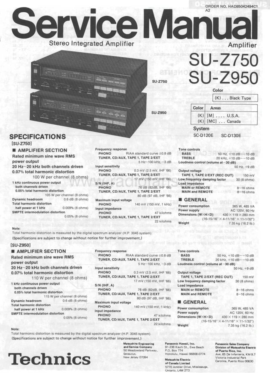 Technics-SUZ-750-950-Service-Manual (1)电路原理图.pdf_第1页