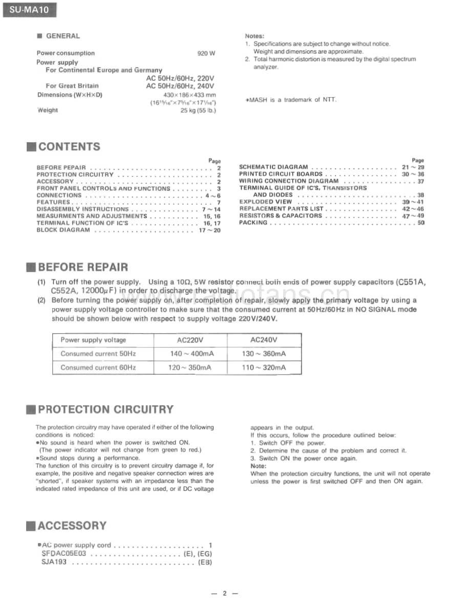 Technics-SUMA-10-Service-Manual电路原理图.pdf_第2页