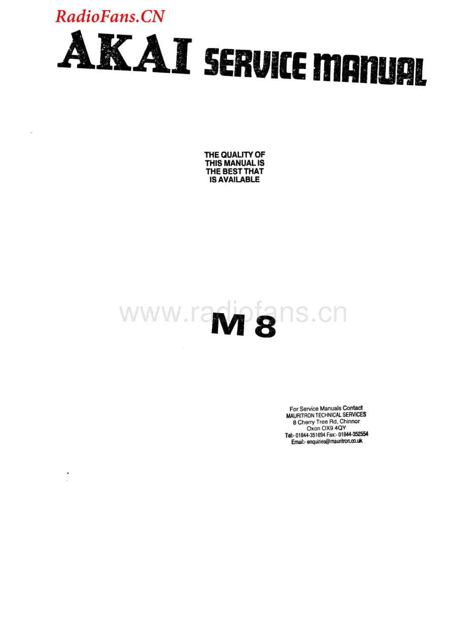 Akai-M8-tape-sm维修电路图 手册.pdf_第1页