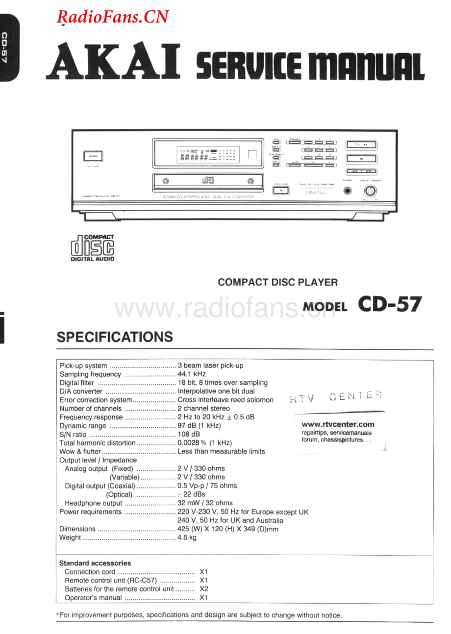 Akai-CD57-cd-sm维修电路图 手册.pdf_第1页