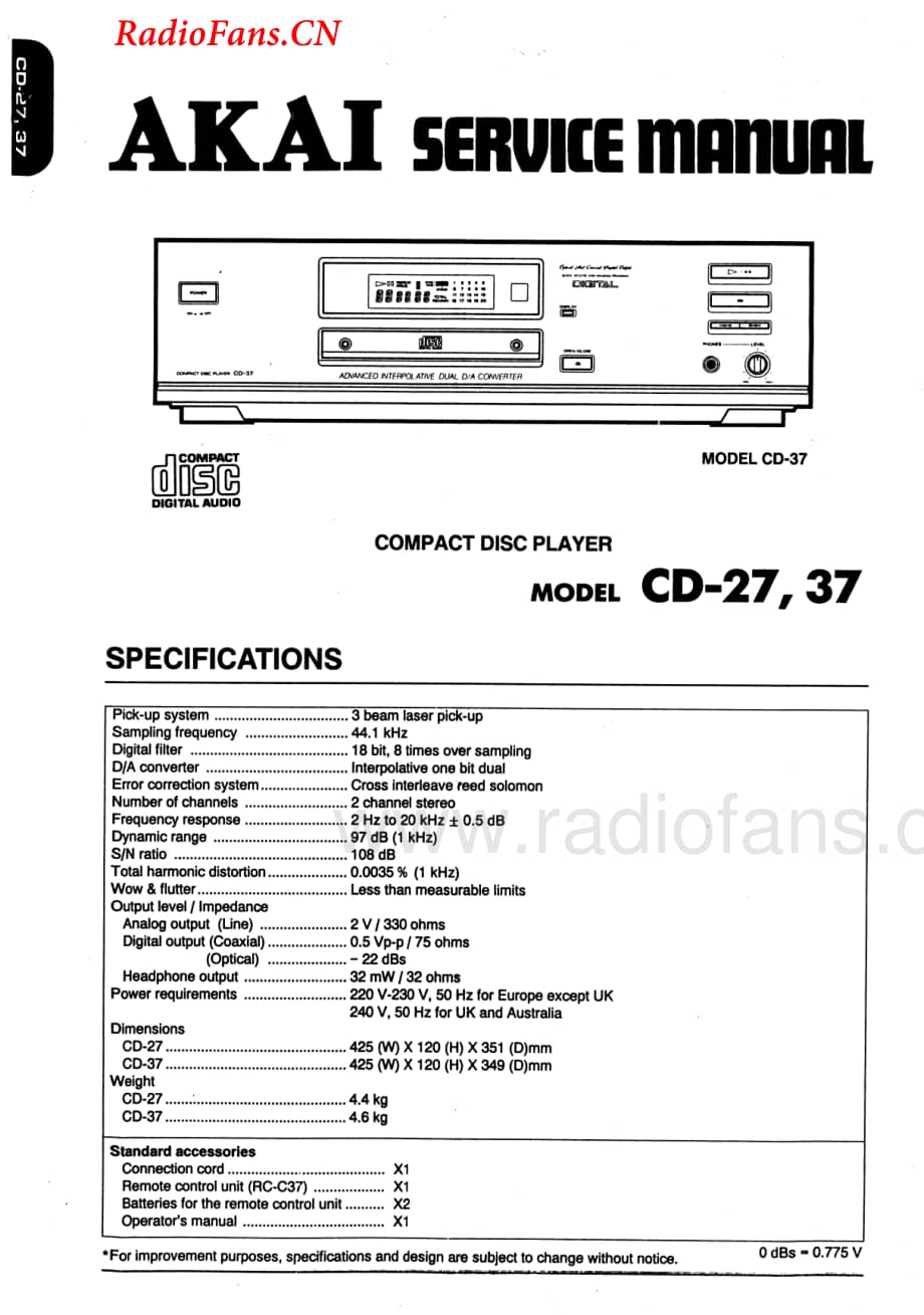 Akai-CD27-cd-sm维修电路图 手册.pdf_第1页