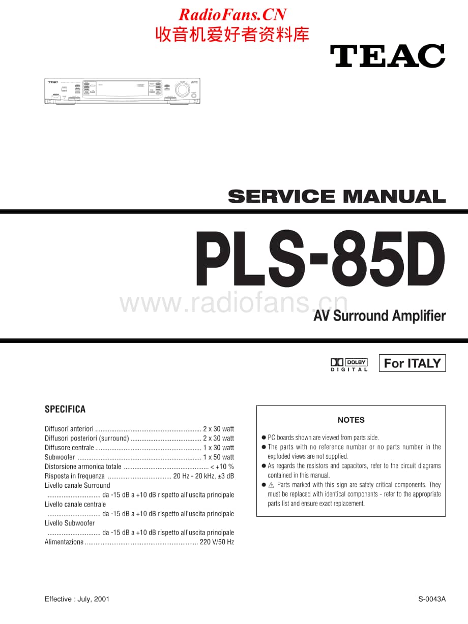 Teac-PLS-85D-Service-Manual电路原理图.pdf_第1页
