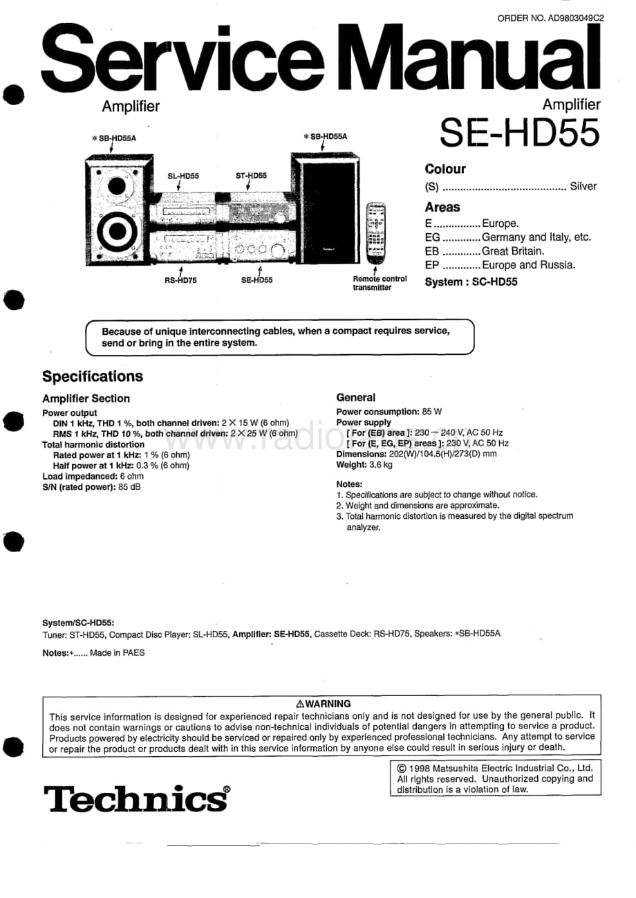 Technics-SEHD-55-Service-Manual电路原理图.pdf_第1页