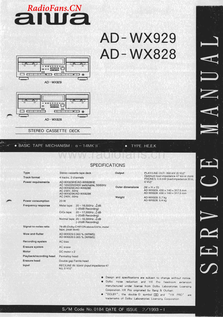Aiwa-ADWX828-tape-sm维修电路图 手册.pdf_第1页