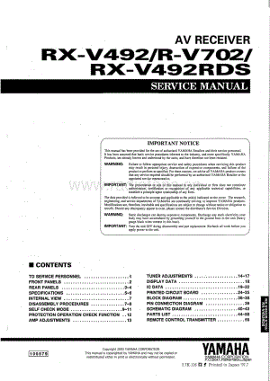 Yamaha-RXV-492-RDS-Service-Manual电路原理图.pdf