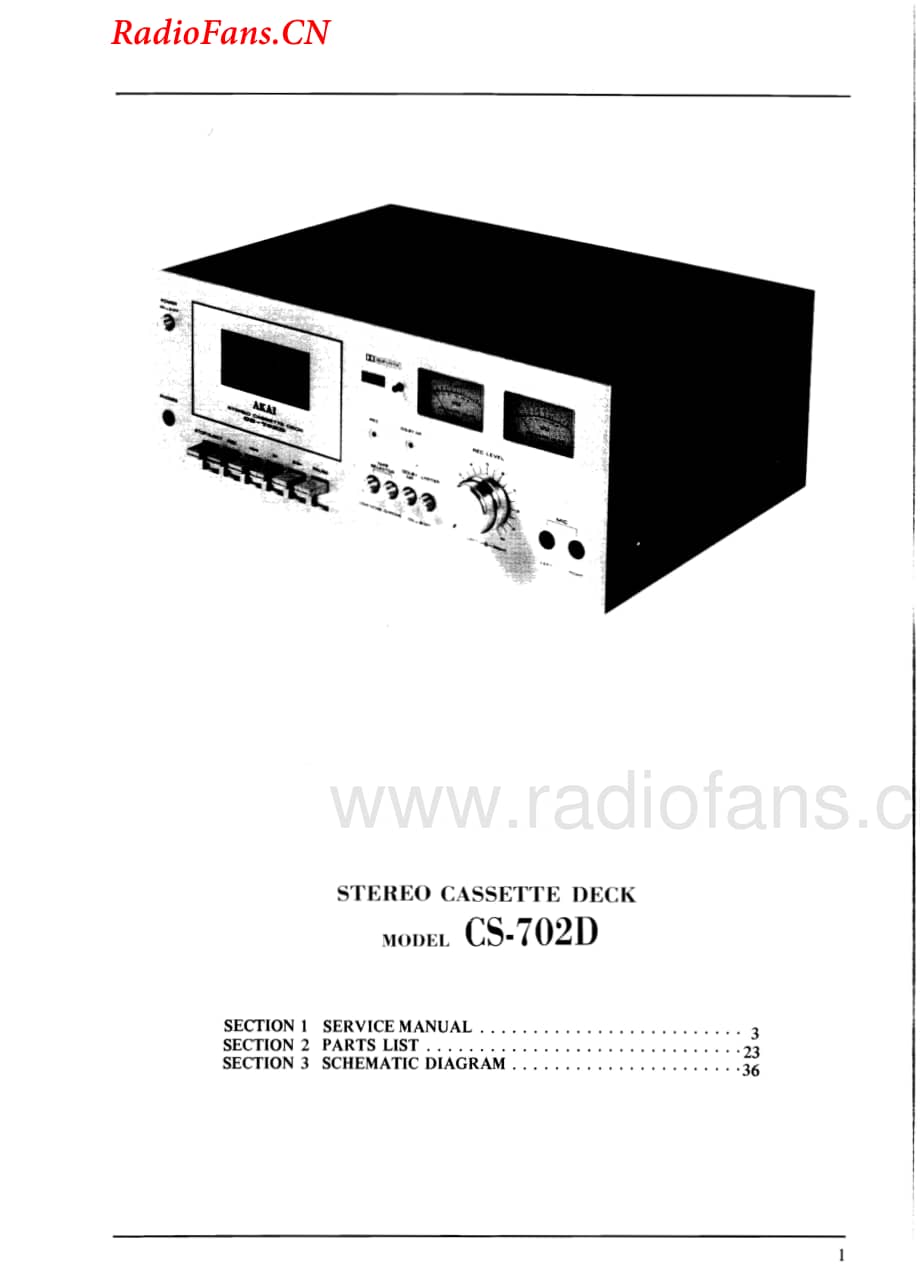 Akai-CS702D-tape-sm维修电路图 手册.pdf_第1页