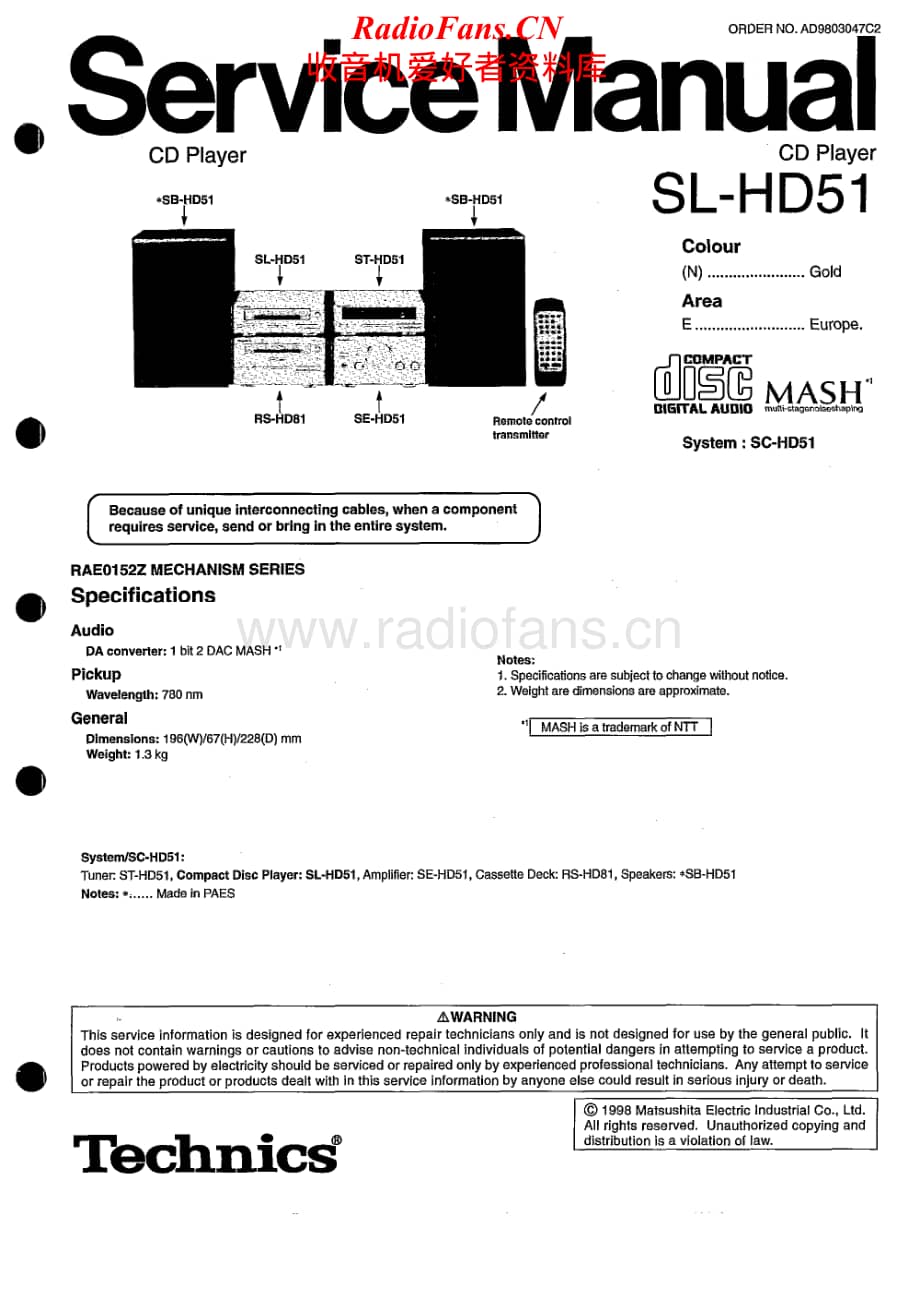 Technics-SLHD-51-Service-Manual电路原理图.pdf_第1页