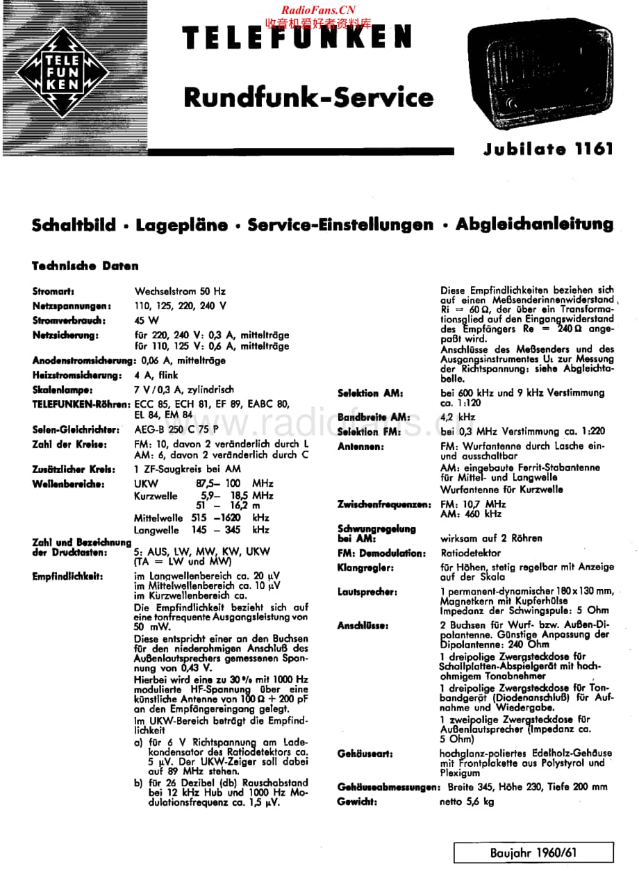 Telefunken-Jubilate-1161-Service-Manual电路原理图.pdf_第1页