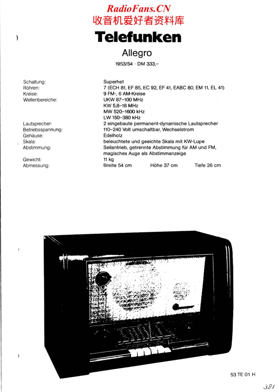 Telefunken-Allegro-DM-333-Schematic电路原理图.pdf_第1页