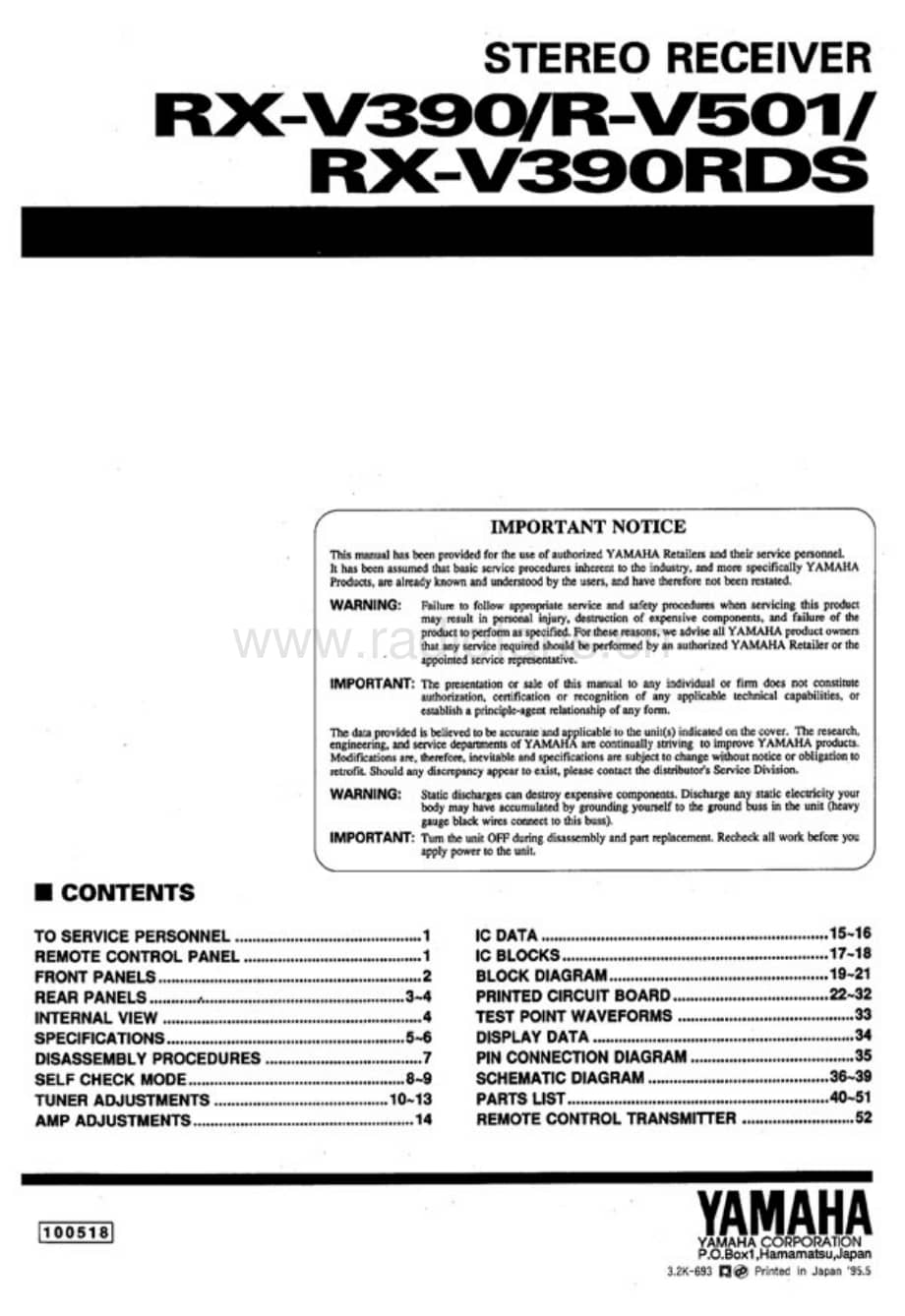 Yamaha-RXV-390-RDS-Service-Manual电路原理图.pdf_第1页