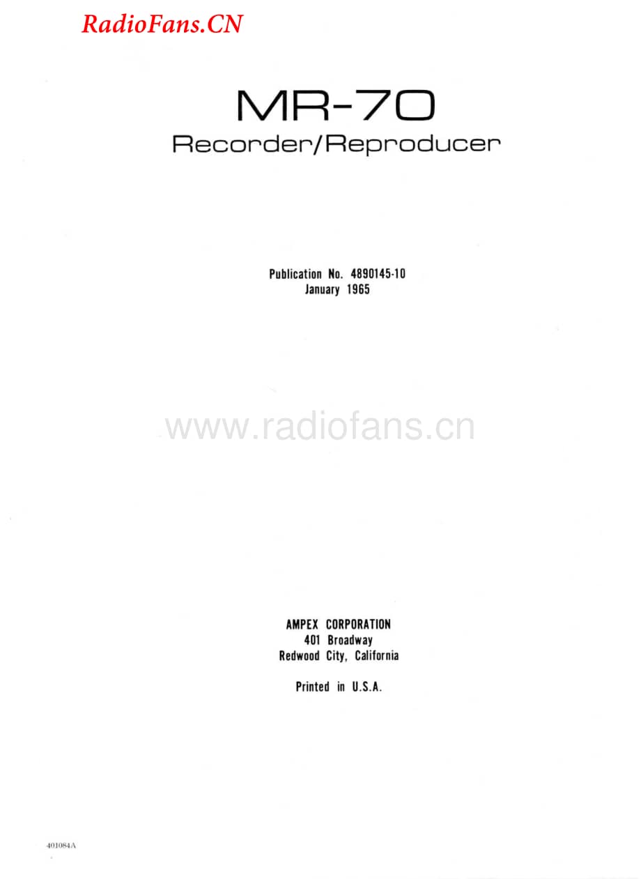 Ampex-MR70-tape-sm维修电路图 手册.pdf_第1页