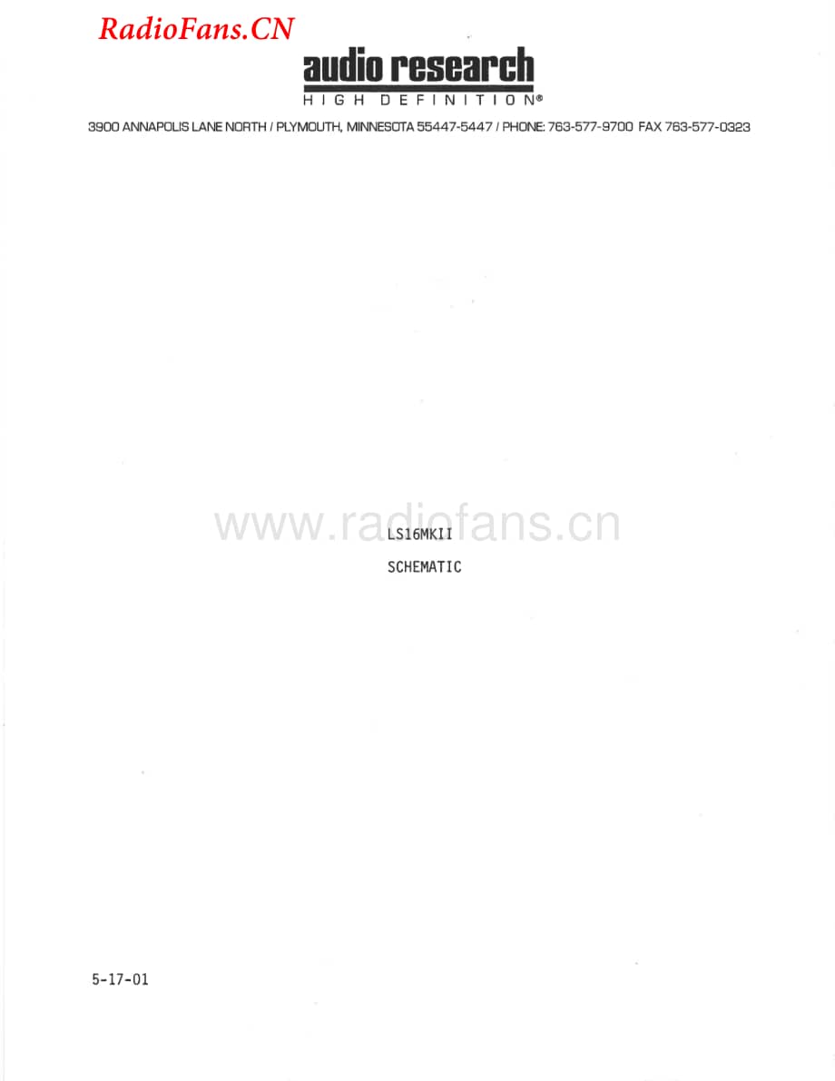 AudioResearch-LS16ll-pre-sch维修电路图 手册.pdf_第1页