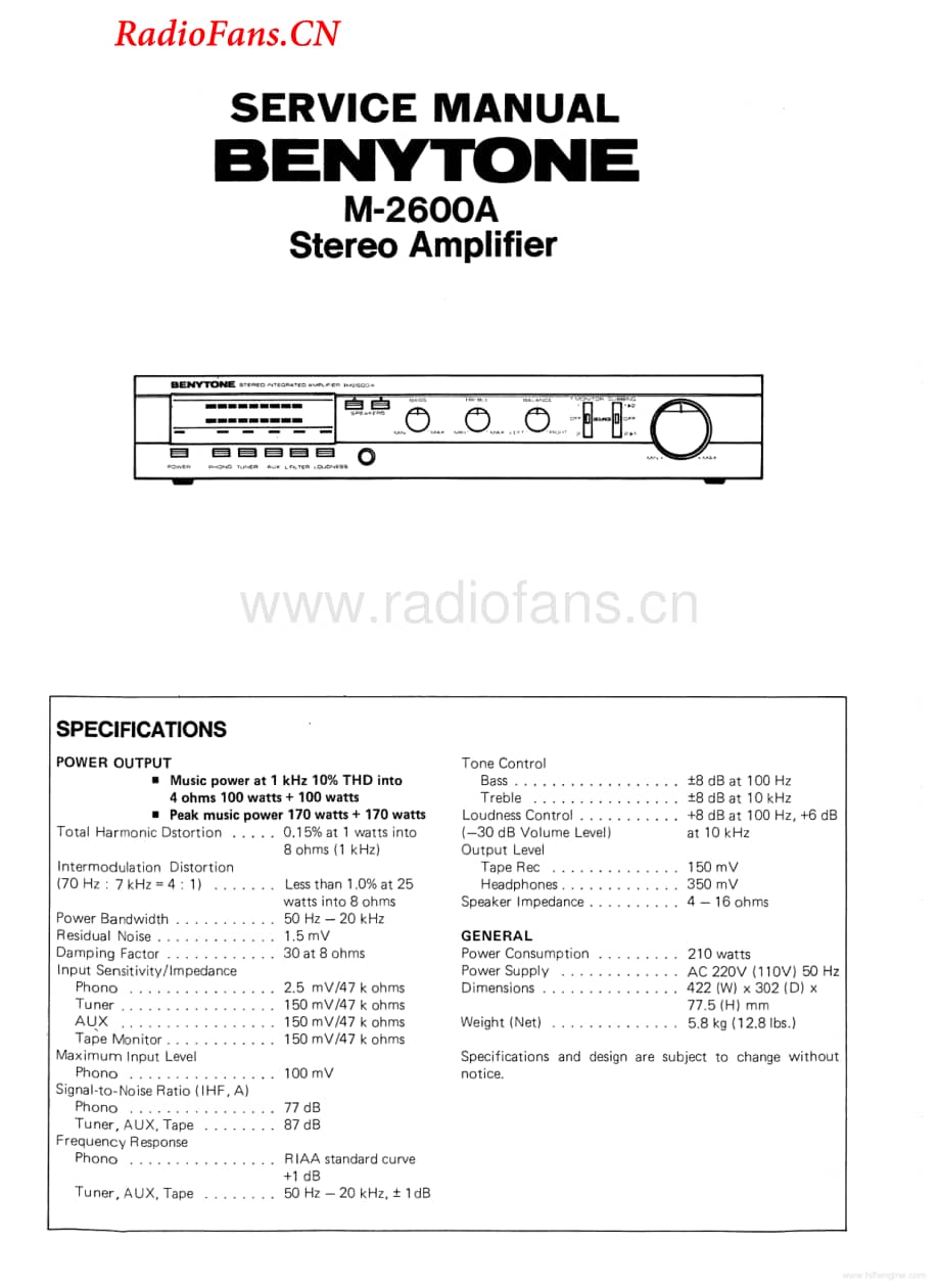 Benytone-M2600A-int-sm维修电路图 手册.pdf_第1页
