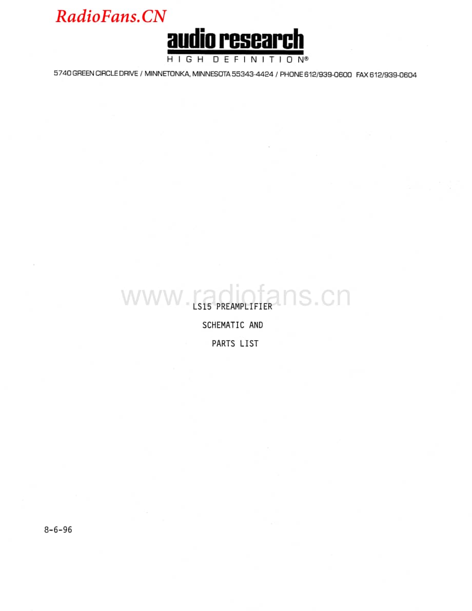 AudioResearch-LS15-pre-sch维修电路图 手册.pdf_第1页